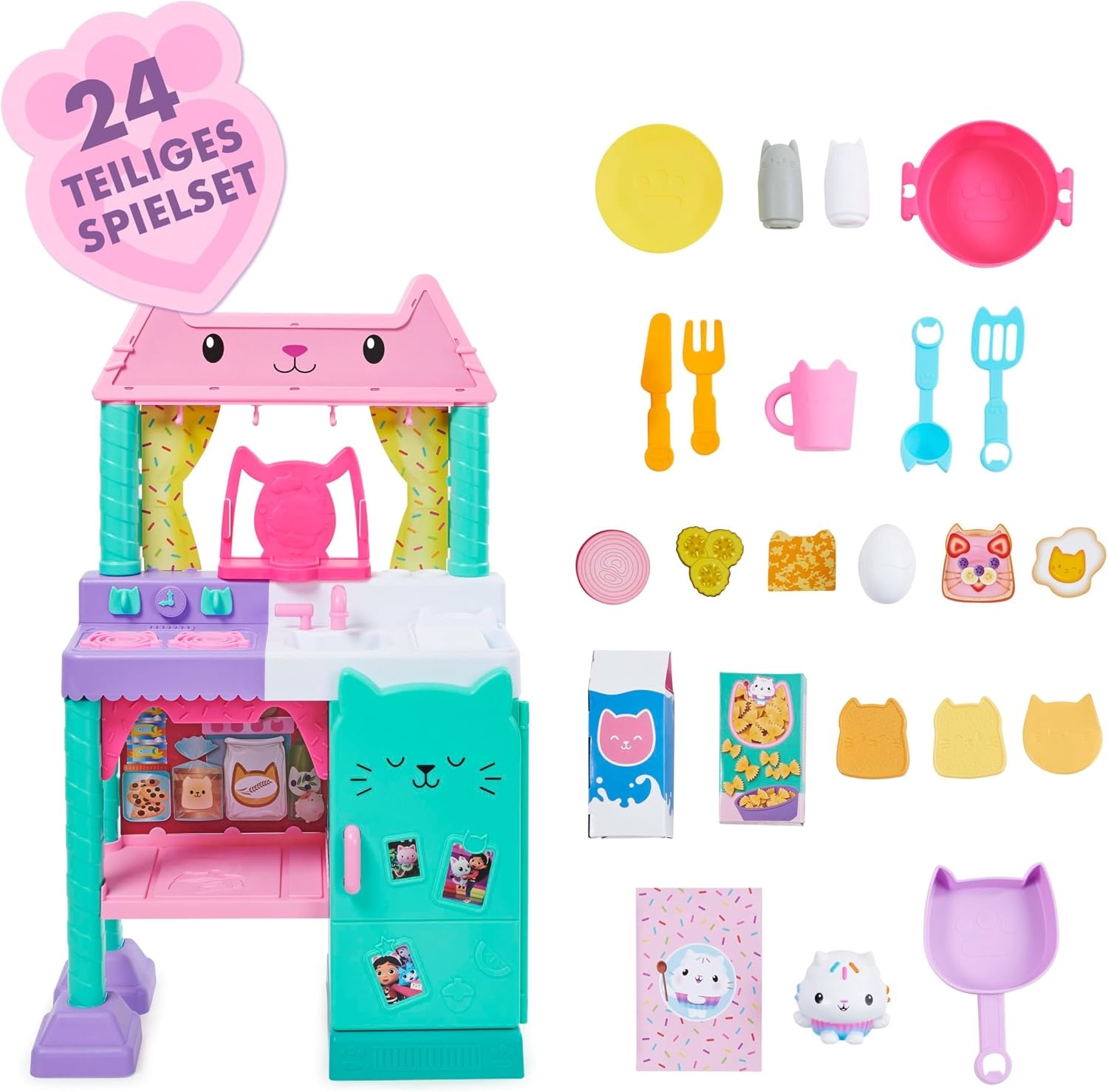 Gabby's Poppenhuis - Cakey-keukenset voor kinderen met keukenaccessoires speelgoedeten geluiden en muziek