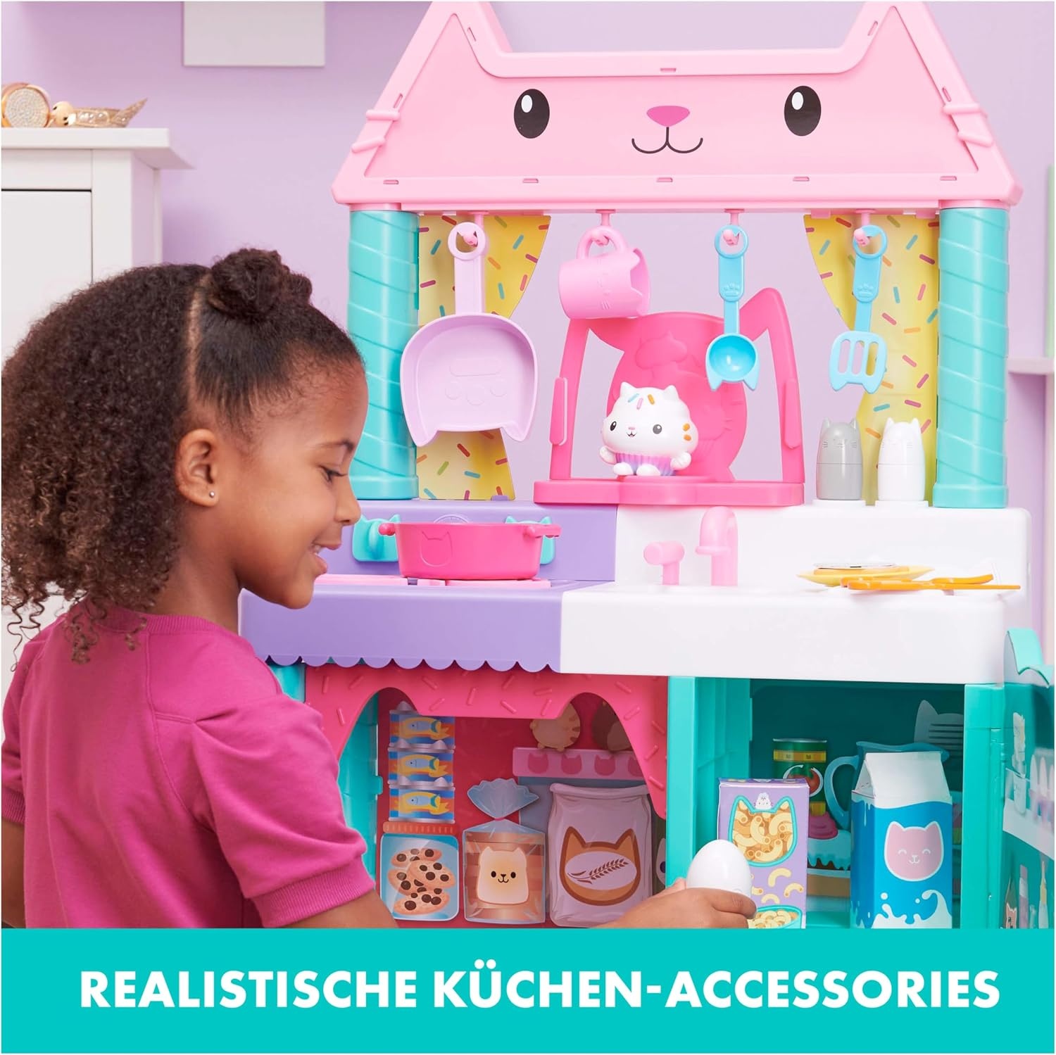 Gabby's Poppenhuis - Cakey-keukenset voor kinderen met keukenaccessoires speelgoedeten geluiden en muziek