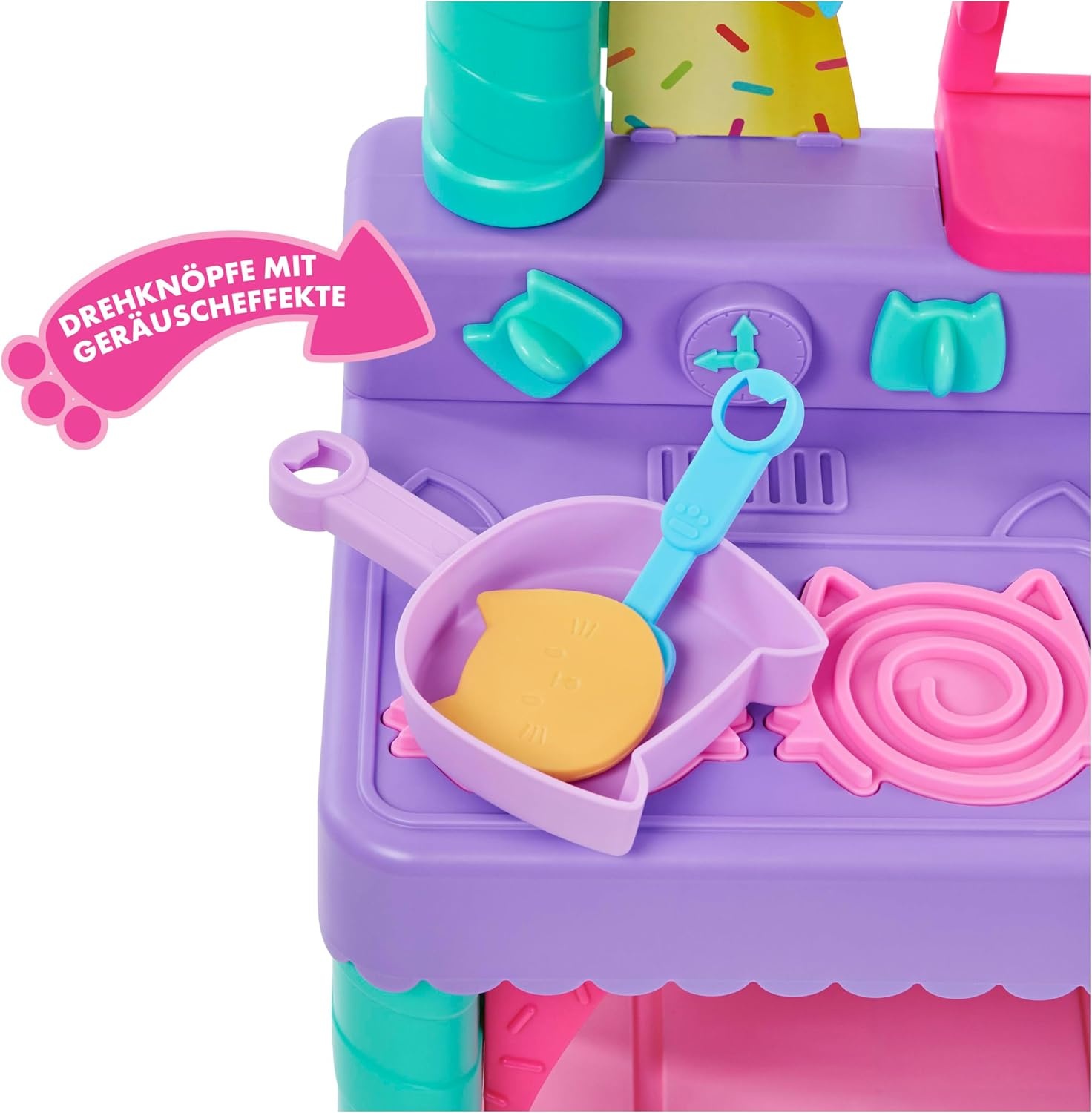 Gabby's Poppenhuis - Cakey-keukenset voor kinderen met keukenaccessoires speelgoedeten geluiden en muziek