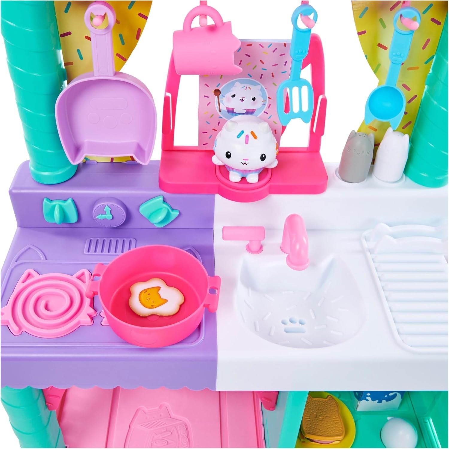 Gabby's Poppenhuis - Cakey-keukenset voor kinderen met keukenaccessoires speelgoedeten geluiden en muziek