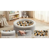 Ballenbad met 200 ballen - Wasbare hoes - 90x30 cm - Grijs / Wit