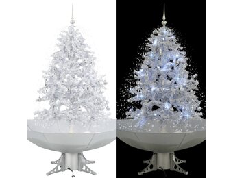 vidaXL Kerstboom sneeuwend met paraplubasis 140 cm wit