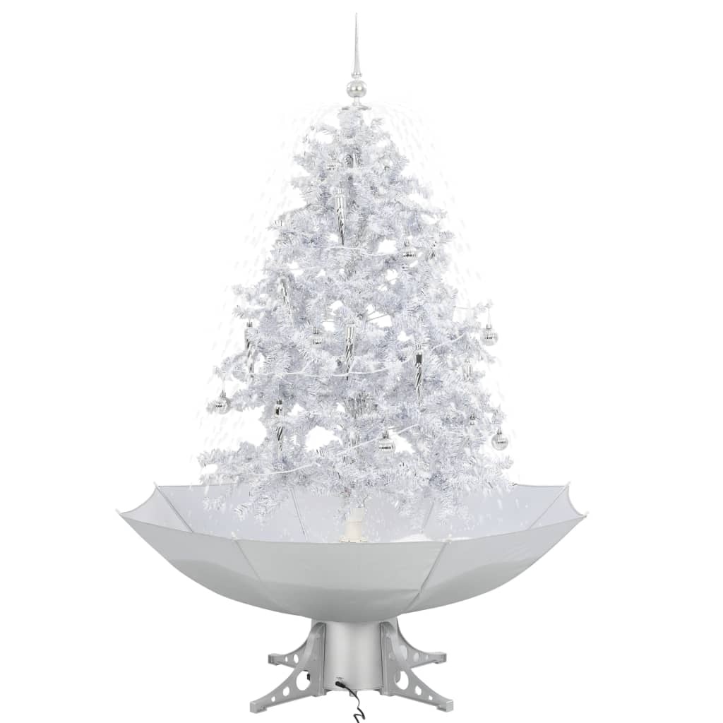 vidaXL Kerstboom sneeuwend met paraplubasis 140 cm wit