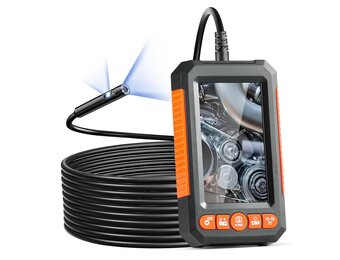 VEVOR Industriële endoscoopcamera met twee lenzen, 1080p, 8 + 1 lamp, waterdicht IP67, voor auto's en loodgieterswerken (5 m kabel en 32 GB kaart), 145 x 85 x 26 mm, 2000 mAh