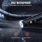 VEVOR Industriële endoscoopcamera met twee lenzen, 1080p, 8 + 1 lamp, waterdicht IP67, voor auto's en loodgieterswerken (5 m kabel en 32 GB kaart), 145 x 85 x 26 mm, 2000 mAh