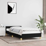 Zwart Stoffen Bedframe met Hoofdeinde - 34% Korting!