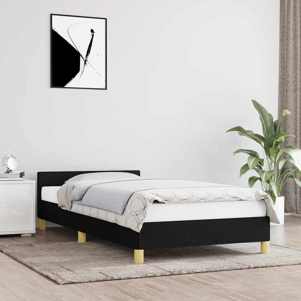 Zwart Stoffen Bedframe met Hoofdeinde - 34% Korting!
