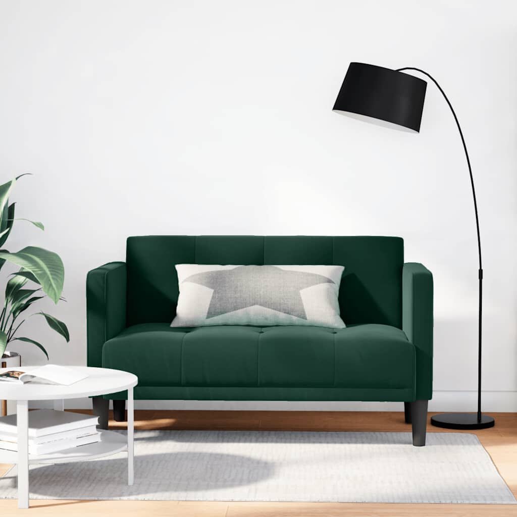 vidaXL Loveseat bank donkergroen 111 cm fluweel