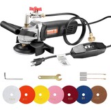 VEVOR Nat-polijstmachine, 800 W, betonpolijstmachine, 100 mm, 6 snelheden, verstelbaar, 7 polijstpads 1000-4000 omw/min, GFCI-schakelaar, voor marmer, steen, tegels