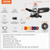 VEVOR Nat-polijstmachine, 800 W, betonpolijstmachine, 100 mm, 6 snelheden, verstelbaar, 7 polijstpads 1000-4000 omw/min, GFCI-schakelaar, voor marmer, steen, tegels