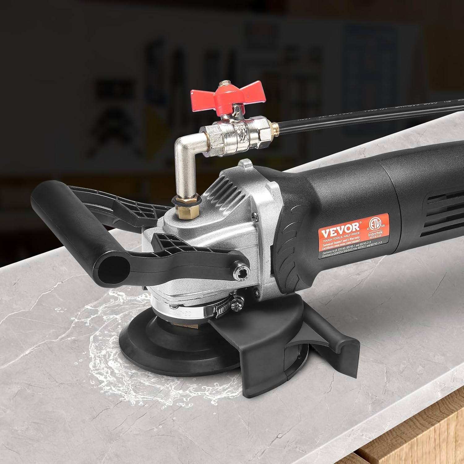 VEVOR Nat-polijstmachine, 800 W, betonpolijstmachine, 100 mm, 6 snelheden, verstelbaar, 7 polijstpads 1000-4000 omw/min, GFCI-schakelaar, voor marmer, steen, tegels