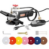 VEVOR Nat-polijstmachine, 800 W, betonpolijstmachine, 100 mm, 6 snelheden, verstelbaar, 7 polijstpads 1000-4000 omw/min, GFCI-schakelaar, voor marmer, steen, tegels