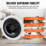 VEVOR 6,5 Inch Bluetooth Plafondluidspreker 150W - Wit