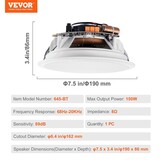 VEVOR 6,5 Inch Bluetooth Plafondluidspreker 150W - Wit