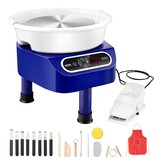VEVOR Elektrische pottenbakkersmachine, 250 mm, 350 W, met pedaal, touchscreen, LCD, mini-draaibank met 3 steunpoten, snelheidsbereik van 50-300 omw/min, voor keramische handwerk, blauw