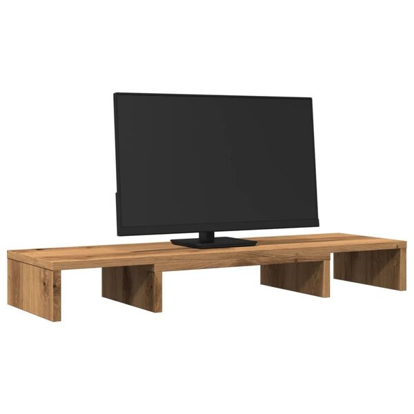 vidaXL Monitorstandaard verstelbaar 80x24x10,5cm hout artisanaal eiken