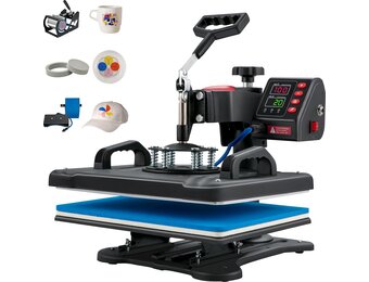 VEVOR 5 in 1 TLM13135 warmtedrukmachine, Blauw, Zwart, M