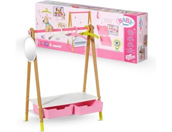 BABY born 830000 Kledingrek - Voor Peuters Vanaf 3 Jaar - Perfect voor Kinderhandjes - Met Rek, Spiegel, 3 Kleerhangers en 2 Lades