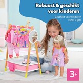 BABY born 830000 Kledingrek - Voor Peuters Vanaf 3 Jaar - Perfect voor Kinderhandjes - Met Rek, Spiegel, 3 Kleerhangers en 2 Lades