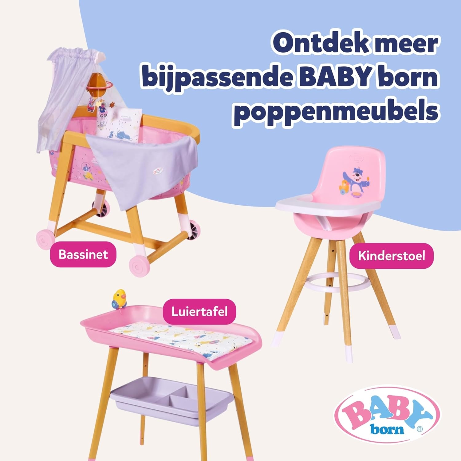 BABY born 830000 Kledingrek - Voor Peuters Vanaf 3 Jaar - Perfect voor Kinderhandjes - Met Rek, Spiegel, 3 Kleerhangers en 2 Lades