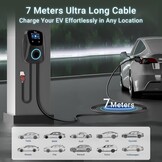 Tera Driefasige oplader voor elektrische auto, type 2: laadstation voor elektrisch voertuig, 22 kw, 32 A, 400 V, CEE-stopcontact, instelbare stroom, CE-gecertificeerd, 7 m, oplaadkabel compatibel met