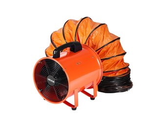 VEVOR Bouwventilator, 300 W AC-motor, bouwventilator, 2830 omw/min, 1720 CFM (2922 m3/h), axiale ventilator, 10 m slang, axiale ventilator, 79 dB, geluidsniveau, industriële ventilator, IP44