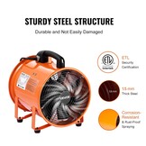 VEVOR Bouwventilator, 300 W AC-motor, bouwventilator, 2830 omw/min, 1720 CFM (2922 m3/h), axiale ventilator, 10 m slang, axiale ventilator, 79 dB, geluidsniveau, industriële ventilator, IP44
