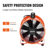 VEVOR Bouwventilator, 300 W AC-motor, bouwventilator, 2830 omw/min, 1720 CFM (2922 m3/h), axiale ventilator, 10 m slang, axiale ventilator, 79 dB, geluidsniveau, industriële ventilator, IP44