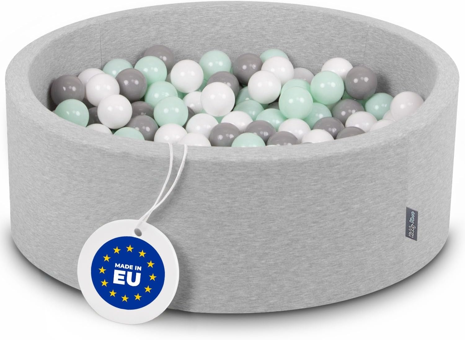 KiddyMoon Schuim Ballenbak Voor Kinderen Met Ballen Ø 7 Cm Gemaakt In EU, Lichtgrijs:Wit-Grijs-Munt,90X30cm/200 Ballen