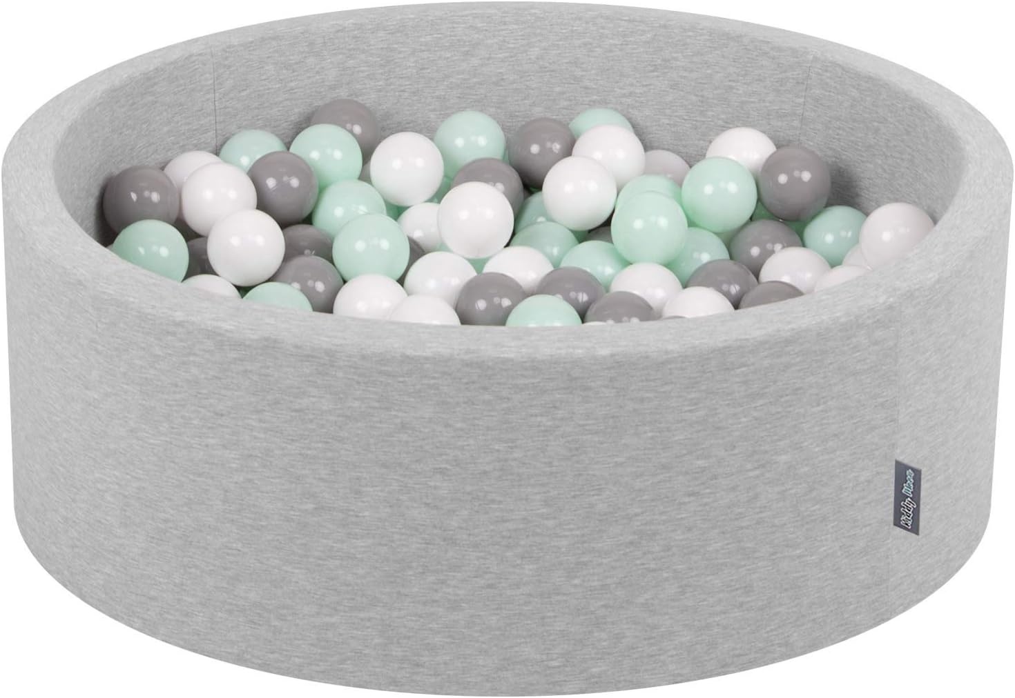 KiddyMoon Schuim Ballenbak Voor Kinderen Met Ballen Ø 7 Cm Gemaakt In EU, Lichtgrijs:Wit-Grijs-Munt,90X30cm/200 Ballen