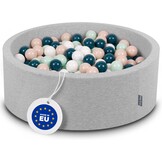 KiddyMoon Schuim Ballenbak Voor Kinderen Met Ballen Ø 7 Cm Gemaakt In EU, Lichtgrijs:Wit-Grijs-Munt,90X30cm/200 Ballen