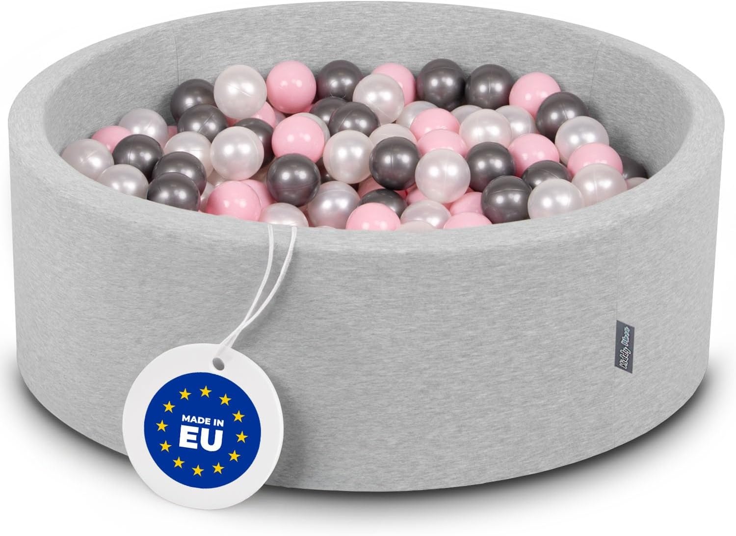 KiddyMoon Schuim Ballenbak Voor Kinderen Met Ballen Ø 7 Cm Gemaakt In EU, Lichtgrijs:Wit-Grijs-Munt,90X30cm/200 Ballen