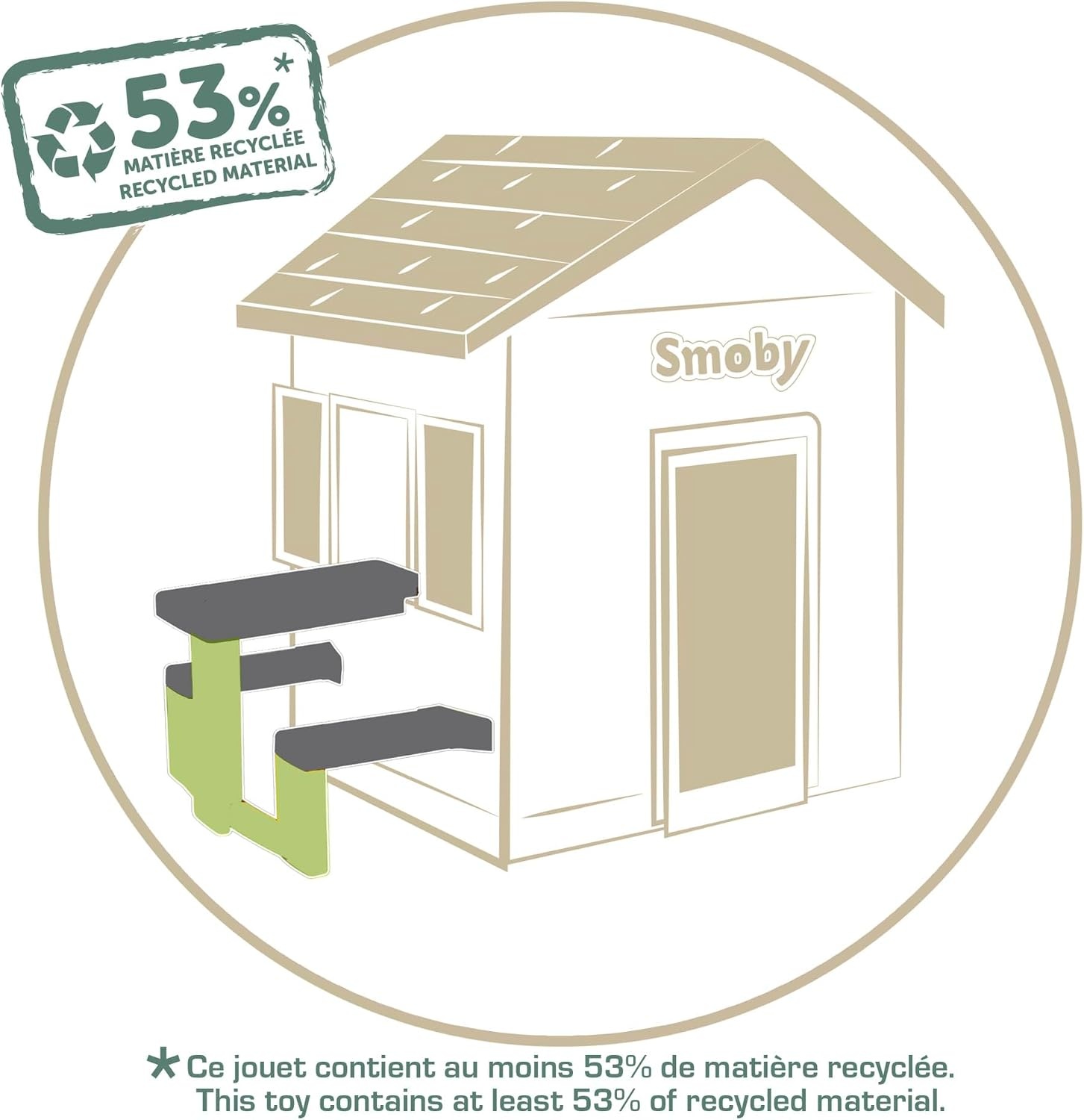 Smoby Life - Picknicktafel - 2 Bankjes - Geschikt voor veel huizen - Gerecycled materiaal - Vanaf 2 jaar - Gemaakt in Frankrijk