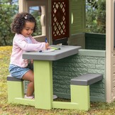 Smoby Life - Picknicktafel - 2 Bankjes - Geschikt voor veel huizen - Gerecycled materiaal - Vanaf 2 jaar - Gemaakt in Frankrijk