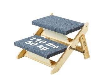 VEVOR Houten trap/huisdiertrap, 2-in-1 opvouwbare houten hondentrap voor bedden, bank en auto, hondentrap en oprit met 2 treden voor kleine, middelgrote en grote huisdieren, tot 49 kg