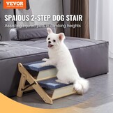 VEVOR Houten trap/huisdiertrap, 2-in-1 opvouwbare houten hondentrap voor bedden, bank en auto, hondentrap en oprit met 2 treden voor kleine, middelgrote en grote huisdieren, tot 49 kg