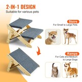 VEVOR Houten trap/huisdiertrap, 2-in-1 opvouwbare houten hondentrap voor bedden, bank en auto, hondentrap en oprit met 2 treden voor kleine, middelgrote en grote huisdieren, tot 49 kg