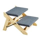 VEVOR Houten trap/huisdiertrap, 2-in-1 opvouwbare houten hondentrap voor bedden, bank en auto, hondentrap en oprit met 2 treden voor kleine, middelgrote en grote huisdieren, tot 49 kg