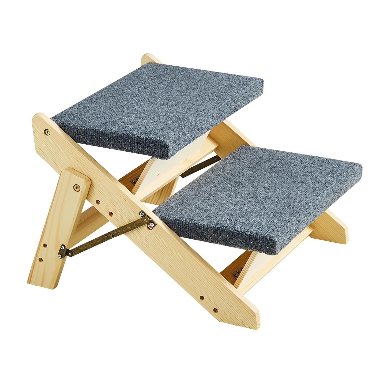 VEVOR Houten trap/huisdiertrap, 2-in-1 opvouwbare houten hondentrap voor bedden, bank en auto, hondentrap en oprit met 2 treden voor kleine, middelgrote en grote huisdieren, tot 49 kg