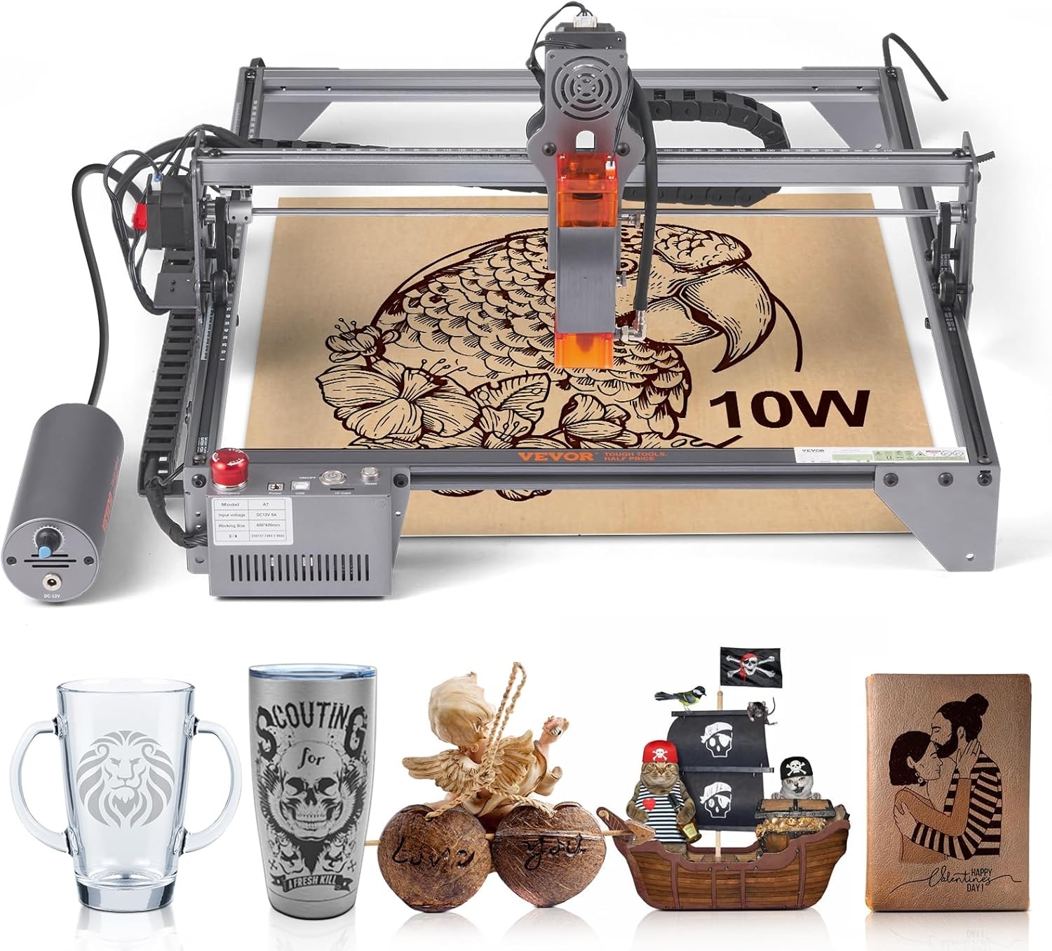 VEVOR 10W Laser Graveermachine - 40x40cm Graveergebied - Grijze Laser Cutter