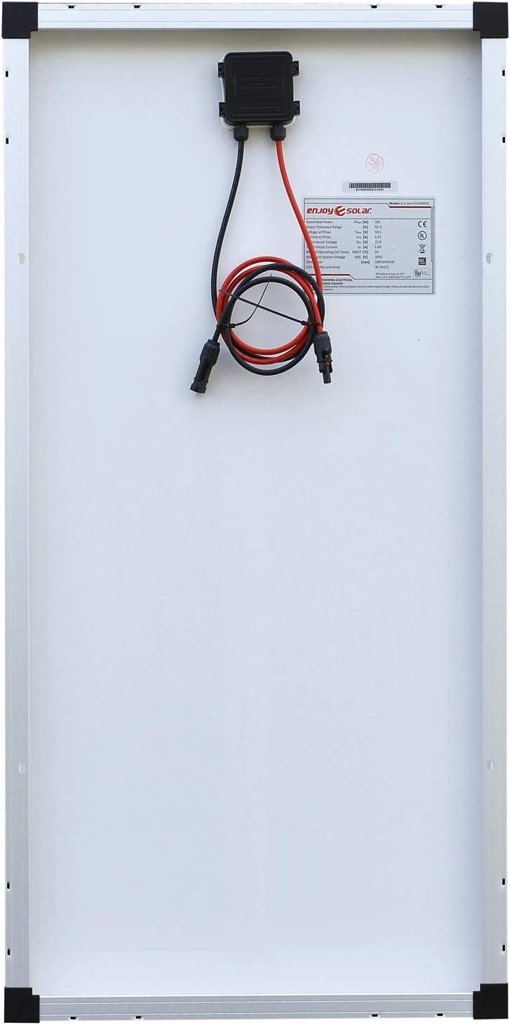 enjoy solar PERC Mono 12V 9-Busbars (9BB) 166 * 166mm Monokristallijn zonnepaneel ideaal voor camper, tuinhuis, boot (Mono 100W 12V 9-Busbars)