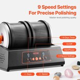 VEVOR Rock Tumbler Machine, 8 lbs Large Capacity Dual Barrels Rock Polishing Machine, 9 Speed Settings 9-Day Polishing Timer Stone Tumbler, Direct Drive Motor, 35dB Silent Rotary Polisher, Black