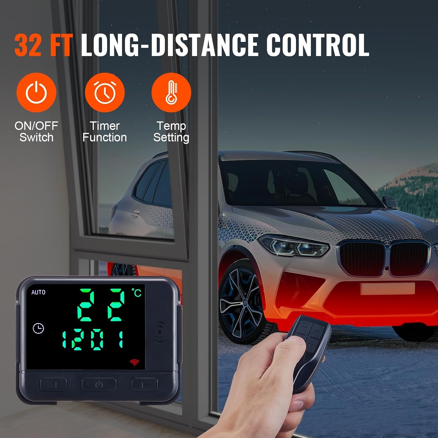 VEVOR Diesel Air Heater, 12 V, 5-8 KW, Consumption 0.16 - 0.62 L/h, Floor Heater 8-36 °C, Adjustable 20-25 m², Intelligent LCD Control, Remote Control, Tank 10 L, for Motorhome,
