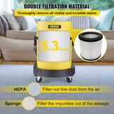 VEVOR Nat Droogstofzuiger 5.3 GaL 20L 4-in-1 1200 W Alleszuiger Gemaakt van Hoogwaardig PP-materiaal met Gebruiksvriendelijke Afstandsbediening en 5 Verschillende Borstels voor Thuis, Binnenplaats