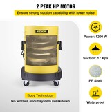 VEVOR Nat Droogstofzuiger 5.3 GaL 20L 4-in-1 1200 W Alleszuiger Gemaakt van Hoogwaardig PP-materiaal met Gebruiksvriendelijke Afstandsbediening en 5 Verschillende Borstels voor Thuis, Binnenplaats