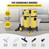 VEVOR Nat Droogstofzuiger 5.3 GaL 20L 4-in-1 1200 W Alleszuiger Gemaakt van Hoogwaardig PP-materiaal met Gebruiksvriendelijke Afstandsbediening en 5 Verschillende Borstels voor Thuis, Binnenplaats