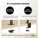 BONTEC Monitor Arm met Laptop Stand voor 13-27'' LCD LED Schermen tot 15.6" Notebook, Kantelbaar, Draaibaar, Ergonomische Tafelstandaard Houder met Klem, VESA 75x75-100x100mm