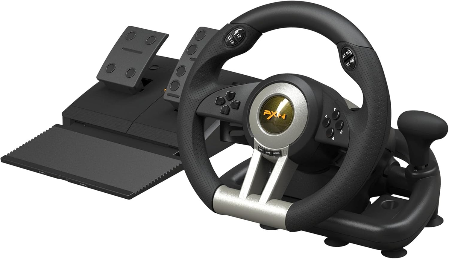 PXN V3 Pro Racing Stuurwiel met Pedalen - 180° Stuurhoek, Vibratie Feedback voor PS4, Xbox One, PC, Switch