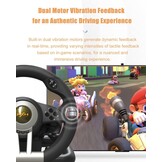 PXN V3 Pro Racing Stuurwiel met Pedalen - 180° Stuurhoek, Vibratie Feedback voor PS4, Xbox One, PC, Switch