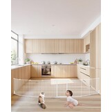 VEVOR Opvouwbare poort met 8 panelen voor kinderen, huisdieren, 711 mm hoog, 487,7 cm breed, kan tussen twee muren als omheining worden geïnstalleerd, wandbekers voor trappen en deuren, wit
